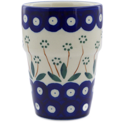 Polish Pottery Tumbler 7 oz Pushing Daisy Peacock