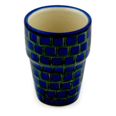 Polish Pottery Tumbler 7 oz Sapphire Mosaic UNIKAT