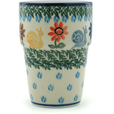 Polish Pottery Tumbler 7 oz Snail Parade Kids