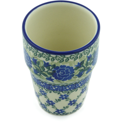 Polish Pottery Tumbler 7 oz Wild Roses Lattice UNIKAT