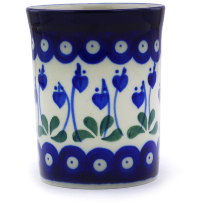 Polish Pottery Tumbler 8 oz Bleeding Heart Peacock