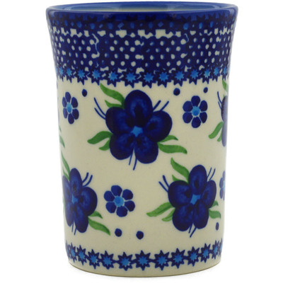 Polish Pottery Tumbler 8 oz Bleu-belle Fleur