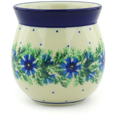 Polish Pottery Tumbler 8 oz Blue Bell Wreath