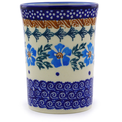 Polish Pottery Tumbler 8 oz Blue Cornflower