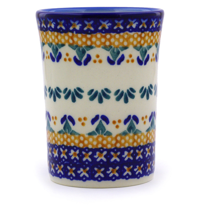 Polish Pottery Tumbler 8 oz Blue Cress