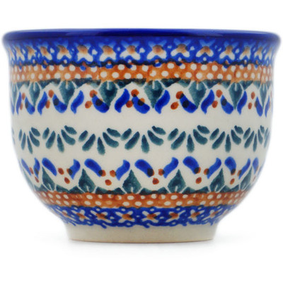 Polish Pottery Tumbler 8 oz Blue Cress UNIKAT