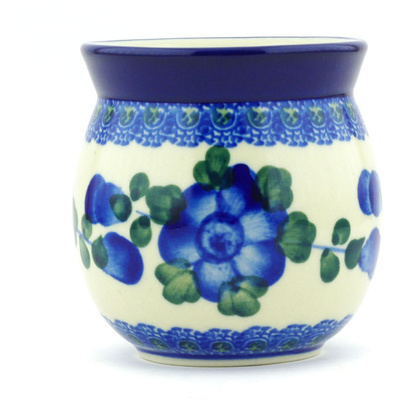 Polish Pottery Tumbler 8 oz Blue Poppies