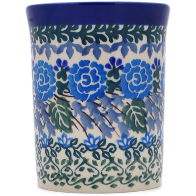 Polish Pottery Tumbler 8 oz Blue Rose Trellis UNIKAT