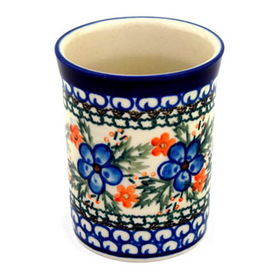 Polish Pottery Tumbler 8 oz Cobblestone Garden