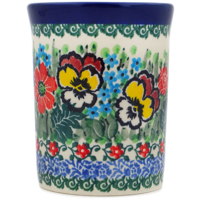 Polish Pottery Tumbler 8 oz Country Bouquet UNIKAT