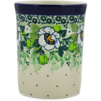 Polish Pottery Tumbler 8 oz Daisies Wreath UNIKAT