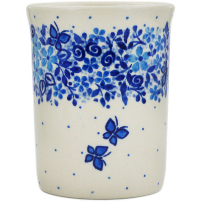 Polish Pottery Tumbler 8 oz Delicate Blue UNIKAT