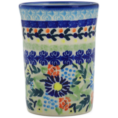 Polish Pottery Tumbler 8 oz Flor-de-lis UNIKAT