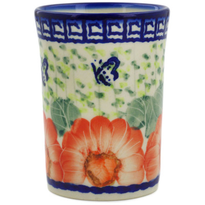 Polish Pottery Tumbler 8 oz Happiness UNIKAT