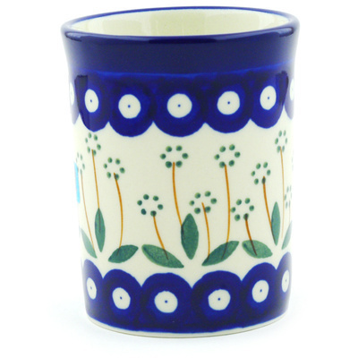 Polish Pottery Tumbler 8 oz Pushing Daisy Peacock