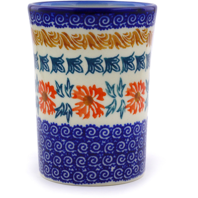 Polish Pottery Tumbler 8 oz Red Cornflower