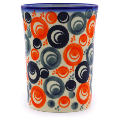 Polish Pottery Tumbler 8 oz Red Peacock Eye