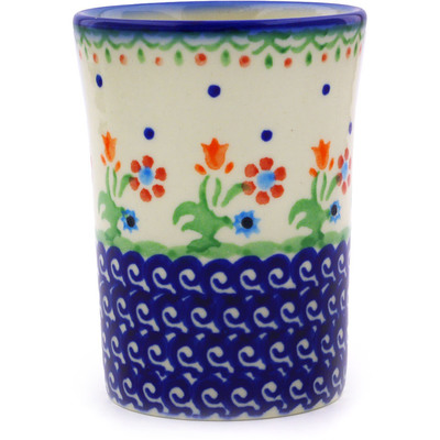 Polish Pottery Tumbler 8 oz Spring Flowers
