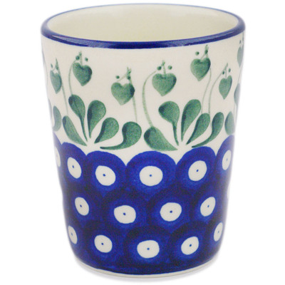 Polish Pottery Tumbler 9 oz Bleeding Heart Peacock