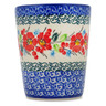Polish Pottery Tumbler 9 oz Cherry Colored Florals UNIKAT
