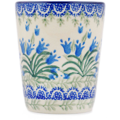 Polish Pottery Tumbler 9 oz Feathery Bluebells