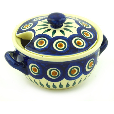 Polish Pottery Tureen 10 oz Blue Peacock