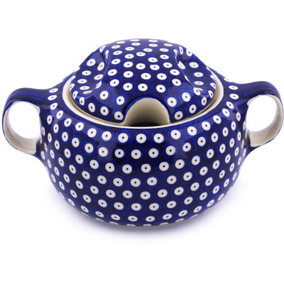 Polish Pottery Tureen 101 oz Blue Eyed Peacock