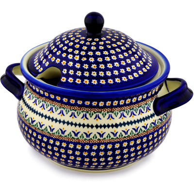 Polish Pottery Tureen 101 oz Floral Peacock UNIKAT