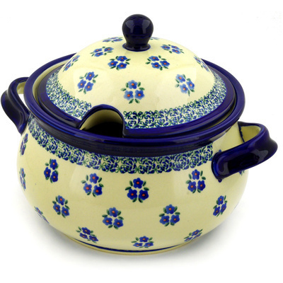Polish Pottery Tureen 101 oz Forget Me Not Dots