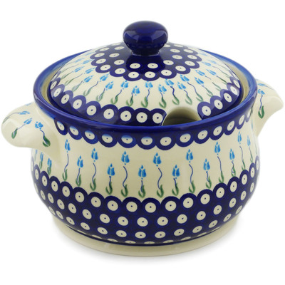 Polish Pottery Tureen 116 oz Peacock Tulip Garden