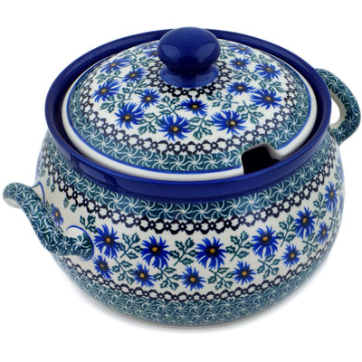 Polish Pottery Tureen 122 oz Blue Chicory