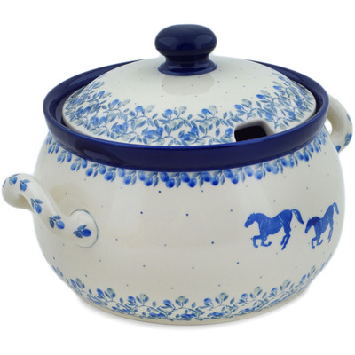 Polish Pottery Tureen 122 oz Horse Gallop