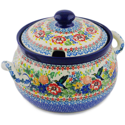 Polish Pottery Tureen 122 oz Hummingbird Meadow UNIKAT