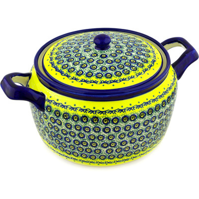 Polish Pottery Tureen 122 oz Peacock Bumble Bee