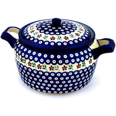 Polish Pottery Tureen 122 oz Red Daisy Peacock