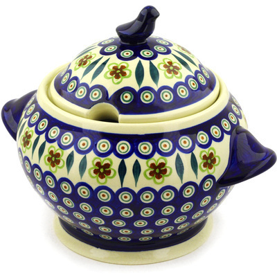 Polish Pottery Tureen 135 oz Peacock Garden