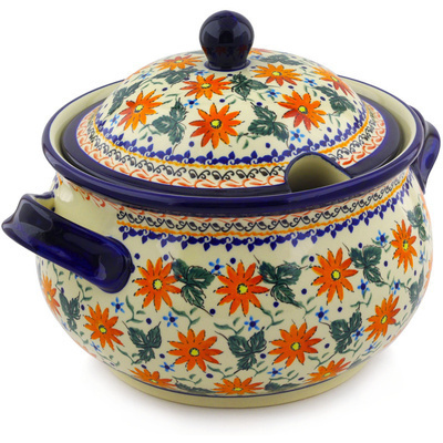 Polish Pottery Tureen 21 Cup Mexican Flame UNIKAT