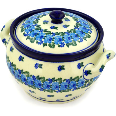 Polish Pottery Tureen 55 oz Blue Carnation