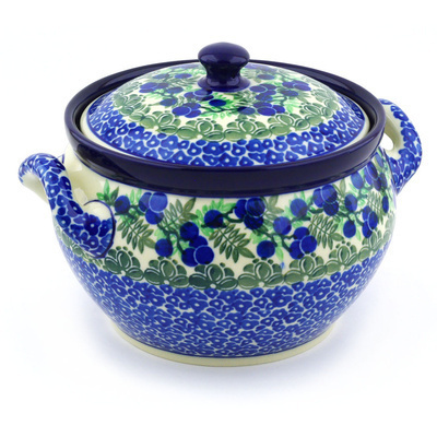 Polish Pottery Tureen 55 oz Blueberry Fields Forever