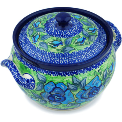 Polish Pottery Tureen 55 oz Matisse Flowers Cobalt UNIKAT