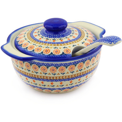 Polish Pottery Tureen with Ladle 101 oz Amarillo