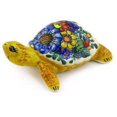 Polish Pottery Turtle Figurine 8&quot;
