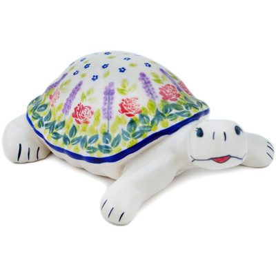 Polish Pottery Turtle Figurine 9&quot; Garden Of Spring