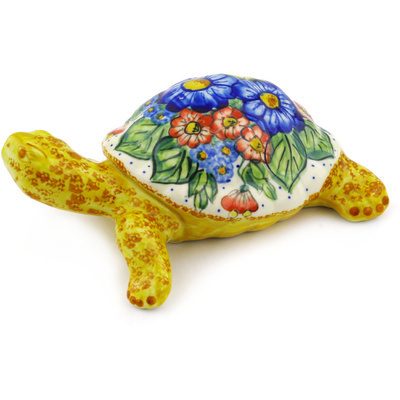 Polish Pottery Turtle Figurine 9&quot;