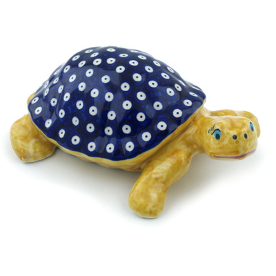 Polish Pottery Turtle Figurine 9&quot; In The Eyes Of Love