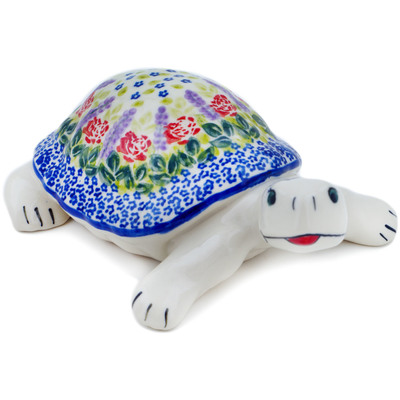 Polish Pottery Turtle Figurine 9&quot; In The Open