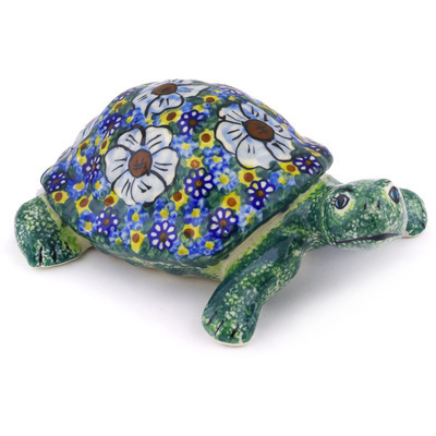 Polish Pottery Turtle Figurine 9&quot; UNIKAT