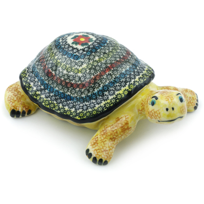 Polish Pottery Turtle Figurine 9&quot; UNIKAT