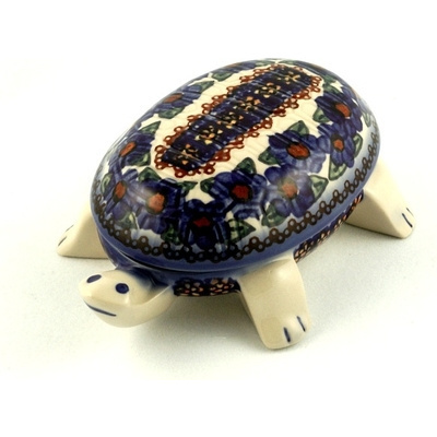 Polish Pottery Turtle Shaped Jar 6&quot;