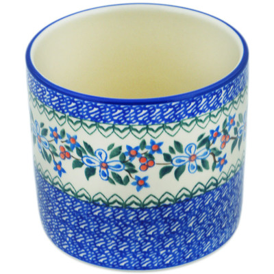 Polish Pottery Utensil Jar 5&quot; Azure Blooms